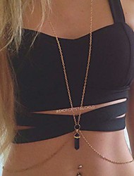 cheap -bikini crystal pendant body chain gold harness chain summer beach waist chain accessories jewelry for women and girls (black)