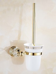 cheap -Toilet Brush Holder Set Neoclassical Zinc Alloy Material for Bathroom Polished Brass Golden 1pc