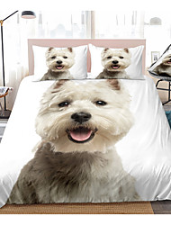 cheap -Cute Dog Print 3-Piece Duvet Cover Set Hotel Bedding Sets Comforter Cover with Soft Lightweight Microfiber, Include 1 Duvet Cover, 2 Pillowcases for Double/Queen/King(1 Pillowcase for Twin/Single)
