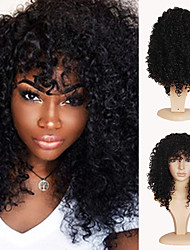 cheap -Black Wigs for Women Synthetic Wig Afro Kinky Curly Kinky Curly Layered Haircut Wig Medium Length Jet Black #1 Synthetic Hair 14 Inch African American Wig Black