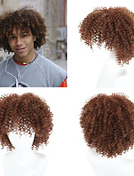 cheap -Synthetic Wig Toupees Peruke &amp; Periwig Curly Afro Curly Free Part Wig Short Brown Synthetic Hair 12 inch Men&#039;s Heat Resistant Classic Synthetic Brown Dark Brown Gold Blonde Ombre