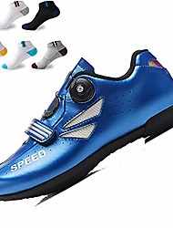 cheap -unisex cycling shoes, adults&#039; casual bike shoes anti-slip no lock reflective road cycling shoes cushioning with 5 pairs sports socks,blue,37eu