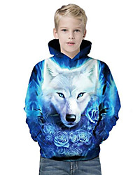 cheap -Kids Boys Hoodie Long Sleeve 3D Print Wolf Blue Children Tops Spring Active Daily