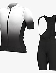 cheap -Men&#039;s Short Sleeve Cycling Jersey with Bib Shorts Black White Bike Elastane Polyester Back Pocket Sports Patterned Clothing Apparel