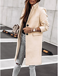 cheap -Women&#039;s Stand Collar Coat Basic Fashion Botton Warm Winter Black Grey Dark Coffee Beige