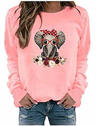 cheap -Women&#039;s Crewneck Sweatshirt Oversized Pullover Casual Elephant Floral Print Graphic Shirts Loose Sweater Tops