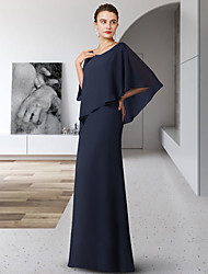 cheap -Sheath / Column Mother of the Bride Dress Elegant V Neck Floor Length Chiffon Half Sleeve with Ruffles 2022