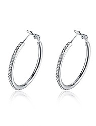 cheap -Women&#039;s Charm Casual Round Hoop Earrings with Micro Crystal 18k Gold/Silver Plated Ziron Circle Sleepers Earrings (Platinum Plated)