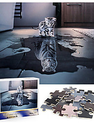 cheap -1000 Pieces Of Thick Paper Cat And Tiger Puzzle Educational Toys