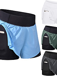 cheap -Women&#039;s Running Shorts Athletic Shorts Bottoms 2 in 1 with Phone Pocket Fitness Gym Workout Running Jogging Exercise Butt Lift Breathable Quick Dry Sport Solid Colored White Black Army Green Light