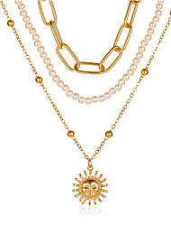 cheap -1pc Pendant Necklace For Women&#039;s Pearl Gift Birthday Party Festival Alloy Retro Sun