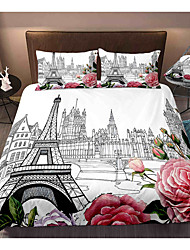 cheap -Eiffel Tower Paris Duvet Cover Set Quilt Bedding Sets Comforter Cover,Queen/King Size/Twin/Single(1 Duvet Cover, 1 Or 2 Pillowcases Shams),3D Digktal Print