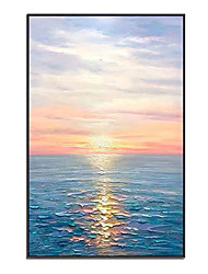 cheap -Oil Painting Hand Painted Vertical Abstract Landscape Modern Rolled Canvas (No Frame)