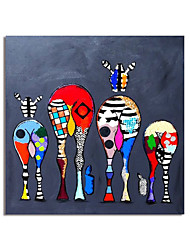 cheap -Nursery Oil Painting Hand Painted Square Abstract Animals Modern Stretched Canvas