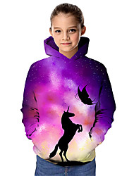 cheap -Kids Girls&#039; Hoodie &amp; Sweatshirt Long Sleeve Unicorn Graphic 3D Animal Print Fuchsia Children Tops Active School