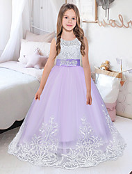 cheap -Kids Little Girls&#039; Dress White Red Graphic Jacquard Special Occasion Festival Layered Mesh Lace White Purple Red Maxi Sleeveless Sweet Boho Dresses Slim 4-13 Years