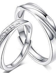 cheap -1 Pair Couple Rings Band Ring For Couple&#039;s Wedding Engagement Valentine&#039;s Day S925 Sterling Silver Geometrical Love Precious / Adjustable Ring
