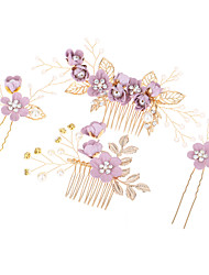 cheap -Flower Style Wedding Alloy Hair Combs / Headdress / Headpiece with Rhinestone / Imitation Pearl / Flower 1 set / 4 Pieces Wedding / Party / Evening Headpiece