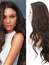 cheap -Synthetic Lace Wig Wavy Style 26 inch Brown Middle Part Lace Front Wig All Wig Brown+Gray Light Brown Dark Brown / Light Brown / Synthetic Hair