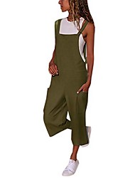 cheap -Women&#039;s Overall Solid Color Casual School Casual Loose Sleeveless Wine Black Gray S M L Fall