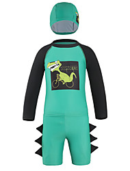 cheap -Kids Boys&#039; Swimwear Two Pieces Swimsuit Dinosaur Print Swimwear Print Black Green Active Bathing Suits