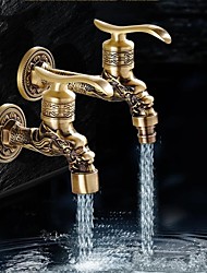 cheap -Outdoor Faucet,Wall Mount Antique Brass Faucet, Garden Outdoor Decorative Hose 1/2 inch Connection Spigot Carving Desigh with Cold Water Only