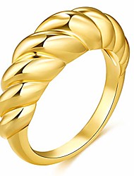 cheap -Rings for Women 18k Gold Plated Croissant Braided Twisted Signet Chunky Dome Ring Stacking Band Men Jewelry Minimalist Ring Size 5 to 10 (18k, 8)