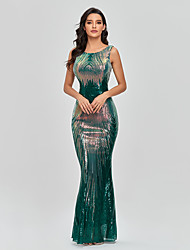cheap -Mermaid / Trumpet Sexy Sparkle &amp; Shine Party Wear Formal Evening Dress Jewel Neck Sleeveless Floor Length Sequined with Sequin 2022