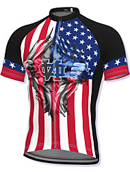 cheap -21Grams® Men&#039;s Short Sleeve Cycling Jersey Graphic American / USA National Flag Bike Jersey Top Mountain Bike MTB Road Bike Cycling Red Spandex Polyester Breathable Quick Dry Moisture Wicking Sports