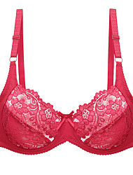 cheap -Women&#039;s Plus Size Bra Underwire Bra 3/4 Cup Lace Printing Nylon Spandex Blushing Pink