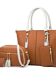 cheap -Women&#039;s Bag Sets 2022 Handbags Bag Set PU Leather 4 Pieces Purse Set Zipper Solid Color Daily Date White Black Brown