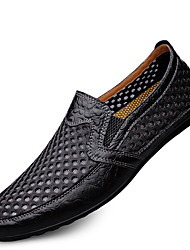 cheap -Men&#039;s Loafers &amp; Slip-Ons Comfort Loafers Summer Loafers Casual Athletic Outdoor Walking Shoes Mesh Cowhide Breathable Handmade Booties / Ankle Boots Black Brown Blue Spring Summer / Hollow-out