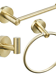 cheap -Bathroom Accessory Set Include Towel Bar Robe Hook and Towel Ring New Design Modern Stainless Steel Material Wall Mounted Golden 3pcs