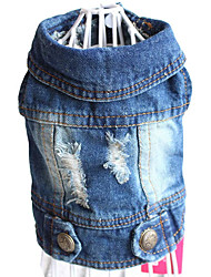 cheap -Dog Coat Denim Jacket / Jeans Jacket Puppy Clothes Solid Colored Casual / Daily Sports Outdoor Winter Dog Clothes Puppy Clothes Dog Outfits Blue Costume for Girl and Boy Dog Cotton XS S M L XL XXL