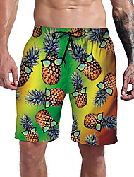 cheap -Men&#039;s Casual Athleisure Shorts Drawstring Pocket Elastic Drawstring Design Short Pants Daily Holiday Micro-elastic 3D Print Pineapple Mid Waist 1 2 3 S M L XL XXL