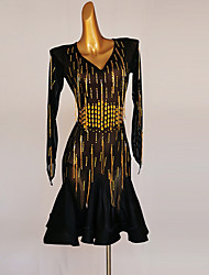 cheap -Latin Dance Dress Acrylic Jewels Women&#039;s Performance Long Sleeve Spandex