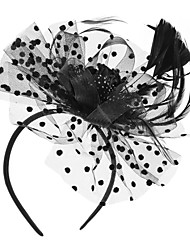 cheap -Flower Style Elegant Feather Fascinators with Feather / Polka Dot 1 PC Special Occasion / Party / Evening / Ladies Day Headpiece