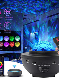 cheap -LED Star Night Light Wave Galaxy Projector Bluetooth USB Voice Control Music Player 360 Rotation Night Lighting Lamp Bedroom Decor Halloween Gift