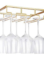 cheap -2pcs Wine Glasses Holder Bartender Stemware Hanging Rack Under Cabinet Stemware Organizer Glass Goblet Iron Rack Bar Tool
