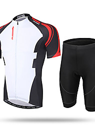 cheap -21Grams® Men&#039;s Short Sleeve Cycling Jersey with Shorts Mountain Bike MTB Road Bike Cycling White / Black Bike Clothing Suit Spandex Polyester 3D Pad Breathable Quick Dry Moisture Wicking Reflective