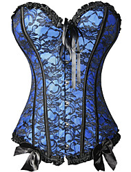 cheap -Corset Women‘s Plus Size Bustiers Corsets Overbust Corset Tummy Control Push Up Jacquard Lace Stripe Waves Hook &amp; Eye Lace Up Nylon Others Halloween Wedding Party Birthday Party Fall Winter