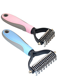 cheap -Dog Cat Pets Grooming Plastic Stainless steel Comb Brush Dog Clean Supply Cat Clean Supply Easy to Clean Pet Grooming Supplies Pink Blue 1 Piece