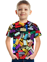 cheap -Kids Boys&#039; T shirt Short Sleeve Rainbow 3D Print Optical Illusion Color Block School Daily Indoor Active Streetwear Sports 3-12 Years / Summer