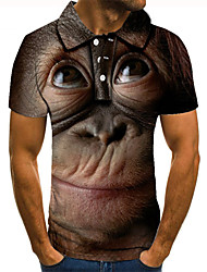 cheap -Men&#039;s Golf Shirt 3D Print Graphic Prints Animal Collar Street Casual Button-Down Short Sleeve Tops Casual Fashion Cool Brown / Sports