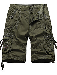 cheap -Men&#039;s Shorts Shorts Pants Solid Color Mid Waist Black Army Green Khaki Dark Blue Light gray 29 30 32 34 36