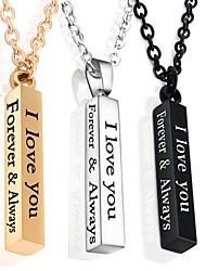 cheap -stainless steel wishing column pendant necklace black silver gold pillar necklace couple jewelry new accessories