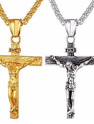 cheap -1pc Pendant Necklace For Men&#039;s Festival Alloy Cross