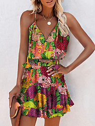 cheap -Women&#039;s Strap Dress Midi Dress Sleeveless Pattern Spring Summer Casual 2022 S M L XL 2XL