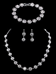 cheap -1 set Jewelry Set Bridal Jewelry Sets For Women&#039;s Wedding Anniversary Party Evening Rhinestone Alloy Tennis Chain Flower / Gift