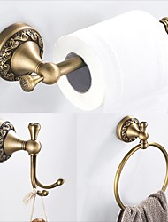 cheap -Bathroom Accessory Towel Ring/Toilet Paper Holder/Robe Hook Antique Brass Bathroom Single Rod Wall Mounted Carved Design